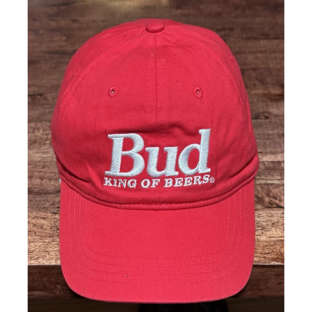 NWOT VTG Budweiser Bud King Of Beers Red Snapback Dad Hat Cap